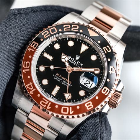 a rolex gmt master 2 rosè gold routebeer|Rolex gmt 2 half gold.